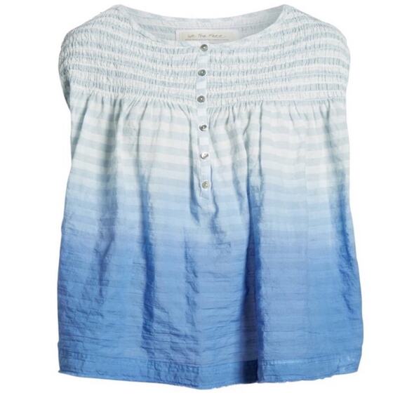 NWT Free People Little Bit of Something Ombre Blouse - Blue - Large - Picture 1 of 12
